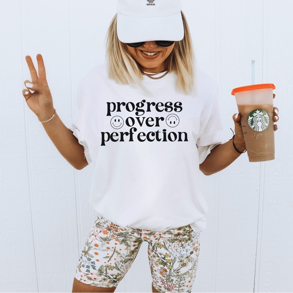 Tops - Progress Over Perfection Graphic Tee